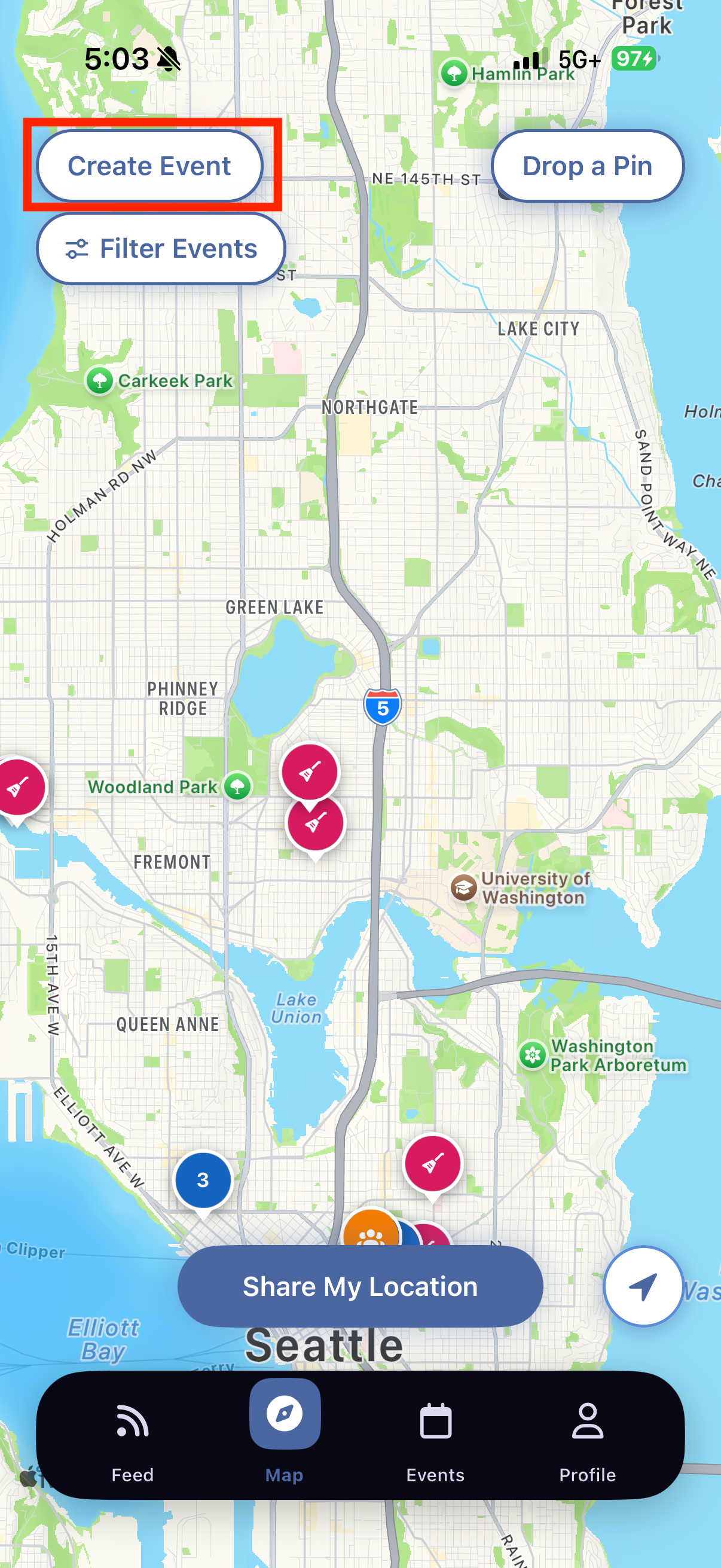 Create an event on the map