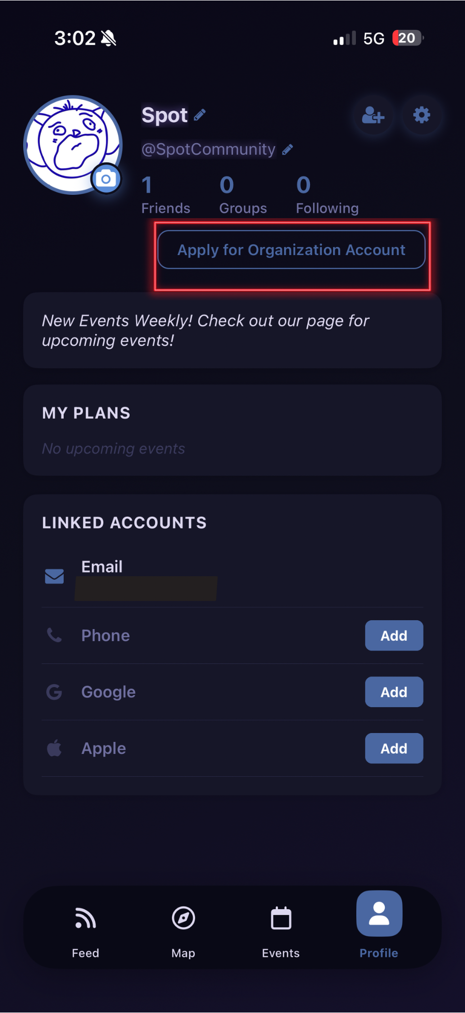 Apply for Organization Account