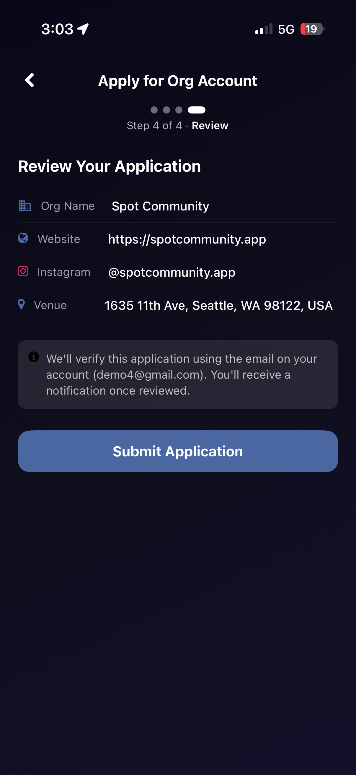 Review and submit application